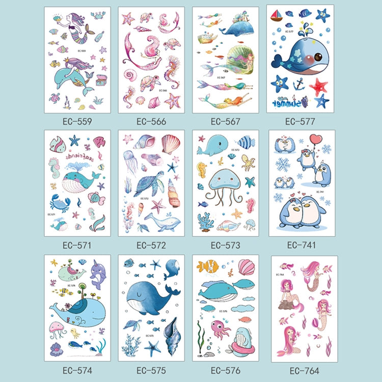 20 PCS Marine Animal Waterproof Children Tattoo Stickers, EC-559, EC-566, EC-567, EC-571, EC-572, EC-573, EC-574, EC-575, EC-576, EC-577, EC-741, EC-764