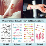 40 PCS Waterproof Small Fresh Tattoo Stickers, RC-445, RC-446, RC-447, RC-448, RC-449, RC-451, RC-452, RC-453, RC-454, RC-455, RC-456, RC-457