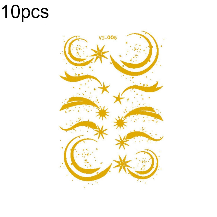 10 PCS Hot Stamping Waterproof Music Festival Face Tattoo Sticker, VS-001, VS-002, VS-003, VS-004, VS-005, VS-006, VS-007, VS-008, VS-009, VS-010