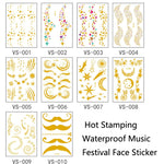 10 PCS Hot Stamping Waterproof Music Festival Face Tattoo Sticker, VS-001, VS-002, VS-003, VS-004, VS-005, VS-006, VS-007, VS-008, VS-009, VS-010