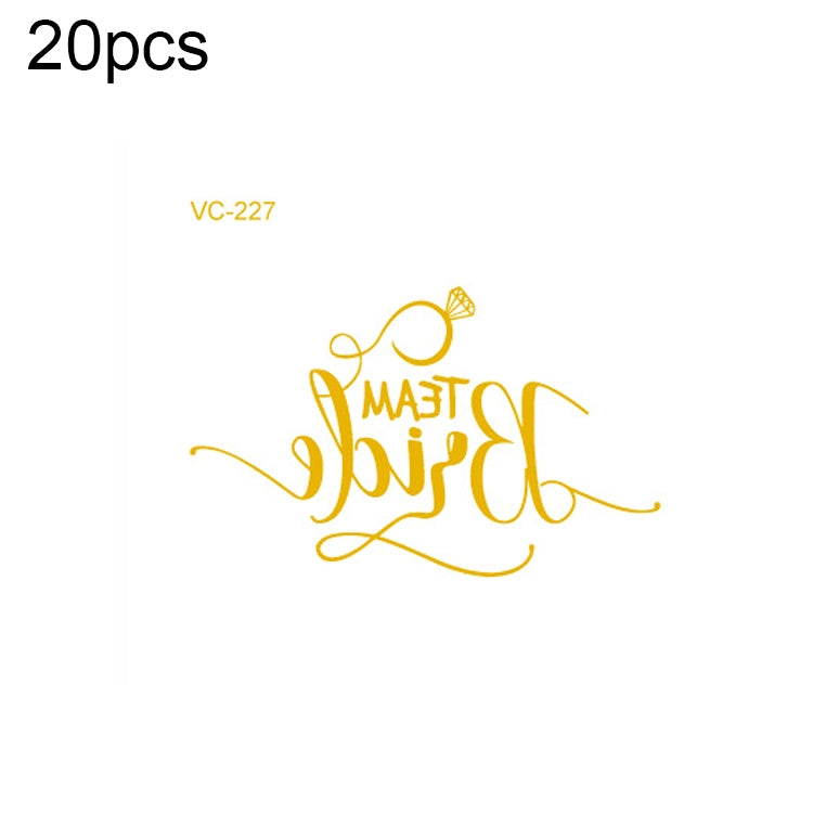 20 PCS Waterproof Bachelor Party Hot Stamping Wedding Bridal Tattoo Stickers, VC-204, VC-205, VC-206, VC-207, VC-208, VC-209, VC-210, VC-211, VC-212, VC-213, VC-214, VC-215, VC-216, VC-217, VC-218, VC-227, VC-228, VC-229, VC-230, VC-231, VC-232, VC-233...