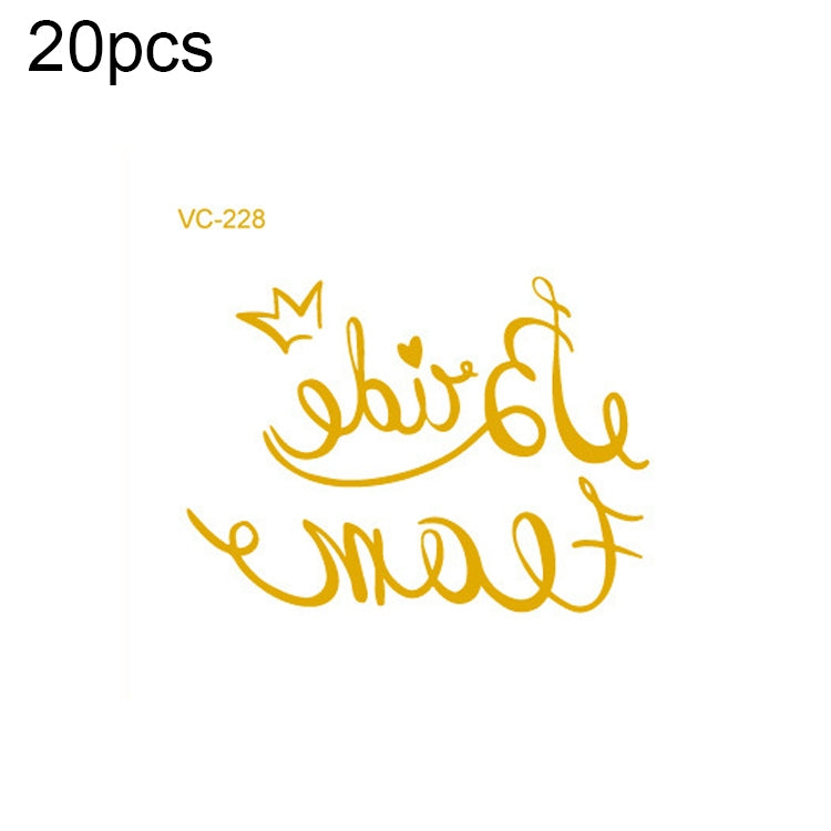 20 PCS Waterproof Bachelor Party Hot Stamping Wedding Bridal Tattoo Stickers, VC-204, VC-205, VC-206, VC-207, VC-208, VC-209, VC-210, VC-211, VC-212, VC-213, VC-214, VC-215, VC-216, VC-217, VC-218, VC-227, VC-228, VC-229, VC-230, VC-231, VC-232, VC-233...