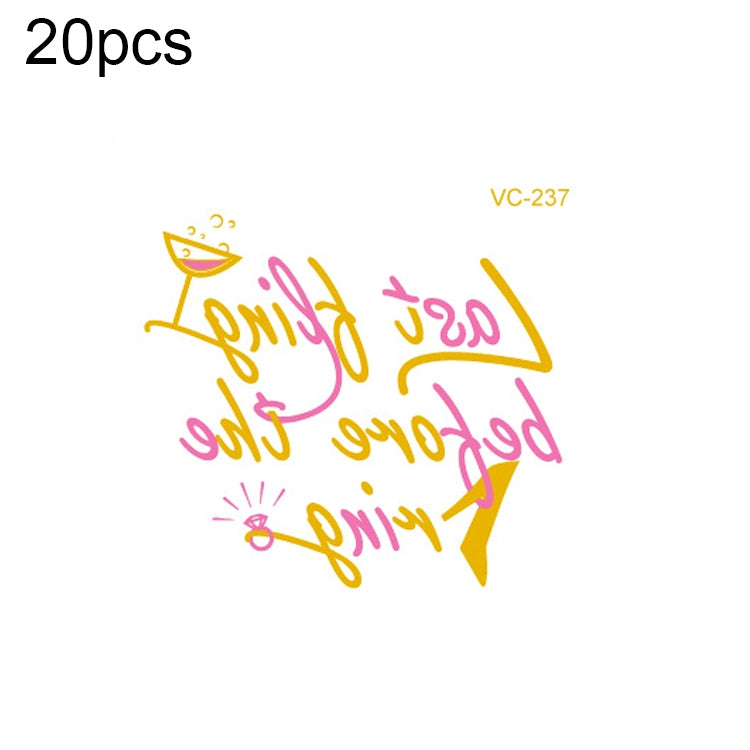 20 PCS Waterproof Bachelor Party Hot Stamping Wedding Bridal Tattoo Stickers, VC-204, VC-205, VC-206, VC-207, VC-208, VC-209, VC-210, VC-211, VC-212, VC-213, VC-214, VC-215, VC-216, VC-217, VC-218, VC-227, VC-228, VC-229, VC-230, VC-231, VC-232, VC-233...