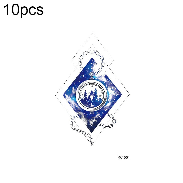 10pcs Waterproof Small Fresh Water Transfer Color Tattoo Stickers, RC-501, RC-502, RC-503, RC-504, RC-505, RC-506, RC-507, RC-508, RC-509, RC-510, RC-511, RC-512, RC-513, RC-514, RC-515, RC-516