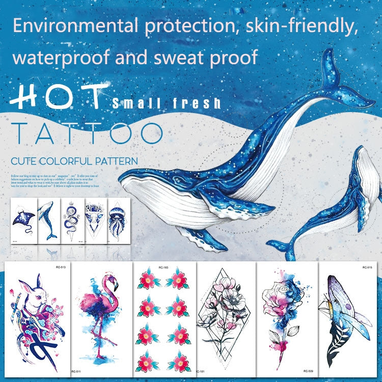10pcs Waterproof Small Fresh Water Transfer Color Tattoo Stickers, RC-501, RC-502, RC-503, RC-504, RC-505, RC-506, RC-507, RC-508, RC-509, RC-510, RC-511, RC-512, RC-513, RC-514, RC-515, RC-516