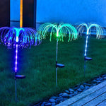 Solar Fiber Optic Jellyfish Lamp Lawn Ground Plug LED Lamp Outdoor Garden Decoration Lamp, Single Layer