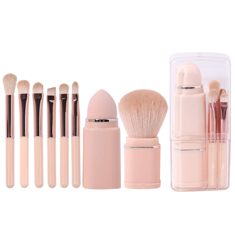 8-in-1 Square Makeup Brush Mini Portable Retractable Blush Brush Eye Shadow Brush Novice Makeup Set, 8 in 1(Milk White), 8 in 1( Wine Red), 8 in 1(Light-skinned), 8 in 1(Light Blue)