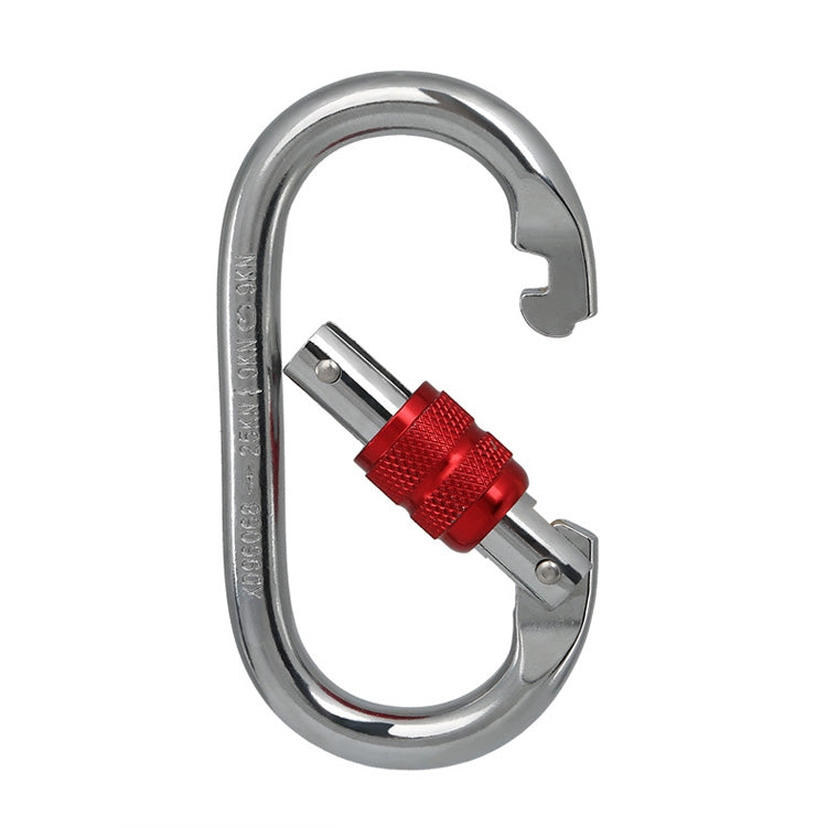 XINDA XDQ96068 Outdoor Equipment Climbing Main Lock Carabiner O-Shaped Steel Lock Wire Buckle Lock, XINDA XDQ96068(Black), XINDA XDQ96068(Silver Red), XINDA XDQ96068(Silver Blue)