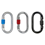 XINDA XDQ96068 Outdoor Equipment Climbing Main Lock Carabiner O-Shaped Steel Lock Wire Buckle Lock, XINDA XDQ96068(Black), XINDA XDQ96068(Silver Red), XINDA XDQ96068(Silver Blue)