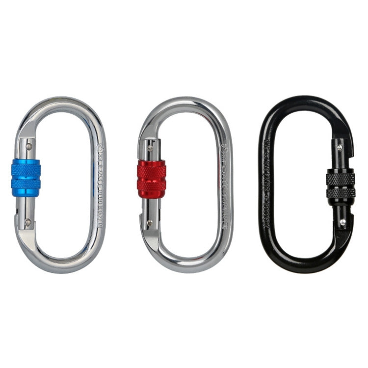 XINDA XDQ96068 Outdoor Equipment Climbing Main Lock Carabiner O-Shaped Steel Lock Wire Buckle Lock, XINDA XDQ96068(Black), XINDA XDQ96068(Silver Red), XINDA XDQ96068(Silver Blue)