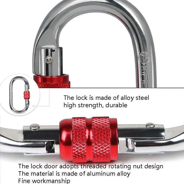 XINDA XDQ96068 Outdoor Equipment Climbing Main Lock Carabiner O-Shaped Steel Lock Wire Buckle Lock, XINDA XDQ96068(Black), XINDA XDQ96068(Silver Red), XINDA XDQ96068(Silver Blue)