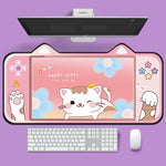 Cute Cat Ear Computer Keyboard Desk Pad Mouse Pad, 400 x 800 x 2mm