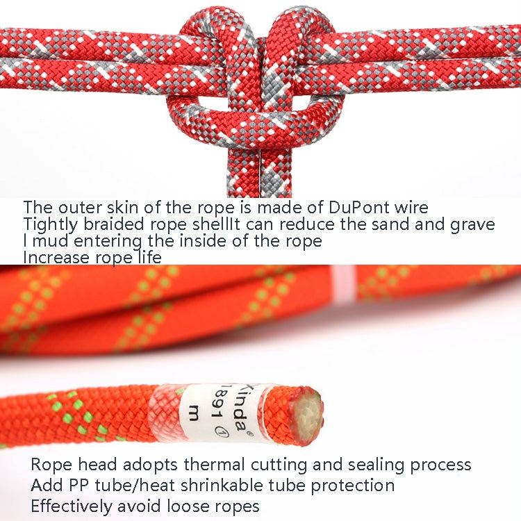 XINDA XD-S9801 Static Rope Outdoor Climbing Rope Speed Down High-Altitude Homework Safety Rope, Length: 2m, Diameter:, 9mm (Black), 9mm (Orange), 9mm (Red Gray), 10mm (Black), 10mm (Orange), 10mm (Red Gray), 10.5mm (Blue), 10.5mm (Black), 10.5mm (Orang...