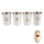 4 PCS / Set Outdoor Picnic Stainless Steel Cup, With Storage Bag (White), With Storage Bag (Black), With Storage Bag (Army Green), With Storage Bag (Dark Blue), With Storage Bag+Silicone Holder (White), With Storage Bag+Silicone Holder (Black)         ...