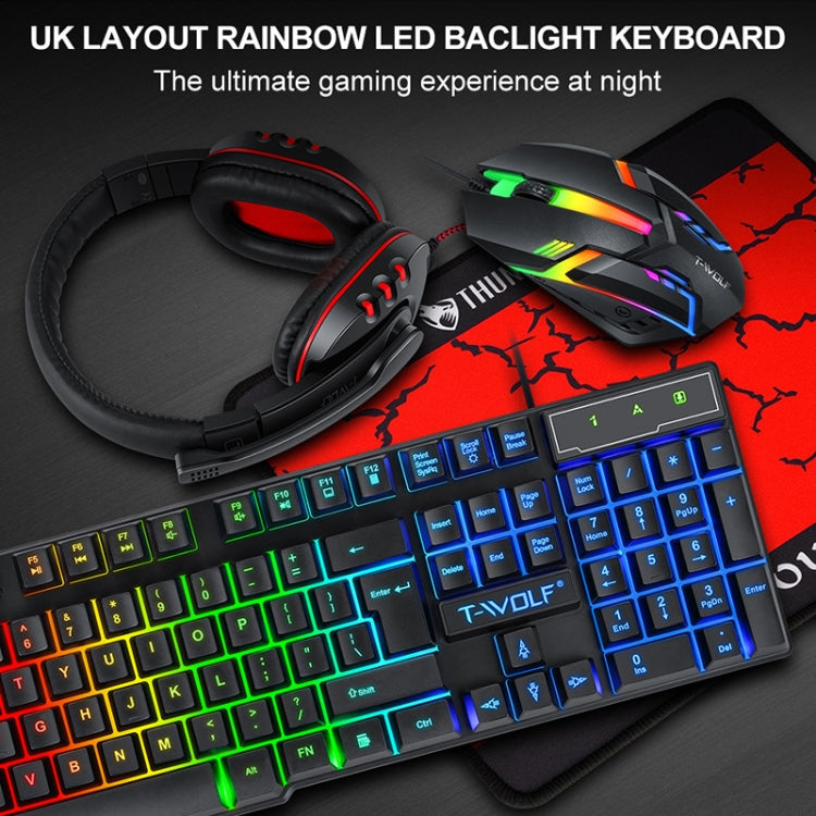 T-WOLF TF-800 4 in 1 Gaming Luminous Keyboard Mouse Headset Set