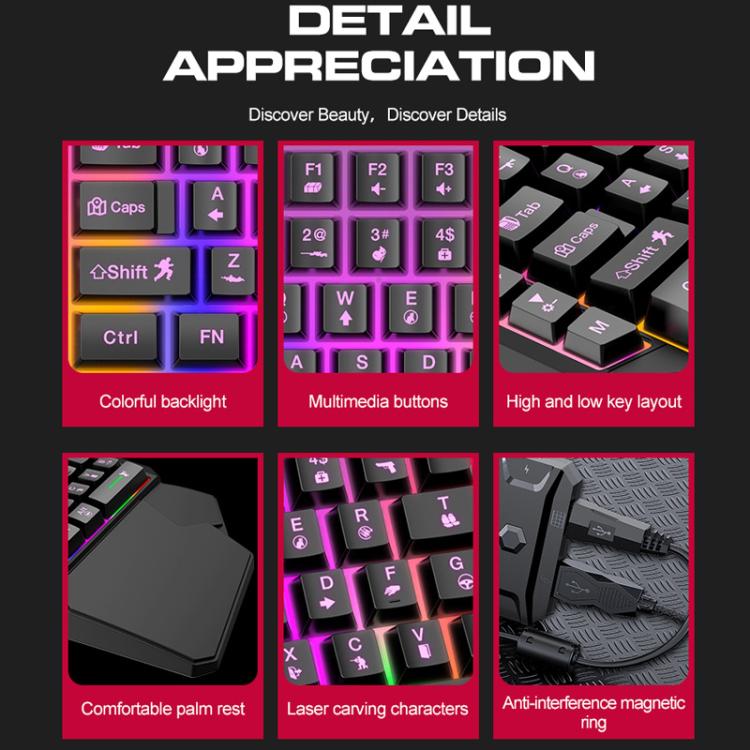 T-WOLF Mobile Gaming One-Handed Keyboard，Specification：, T19 Keyboard, TF-900 Set, Keyboard + Mouse + Throne