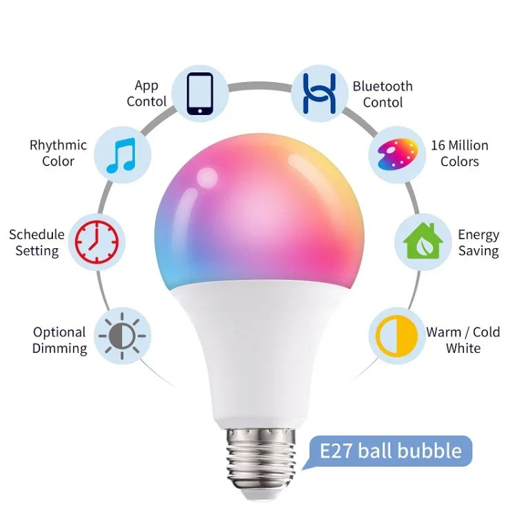 2 PCS Tuya TY-10W RGB+CCT Bluetooth Mobile Phone Control Smart LED Bulb Ball