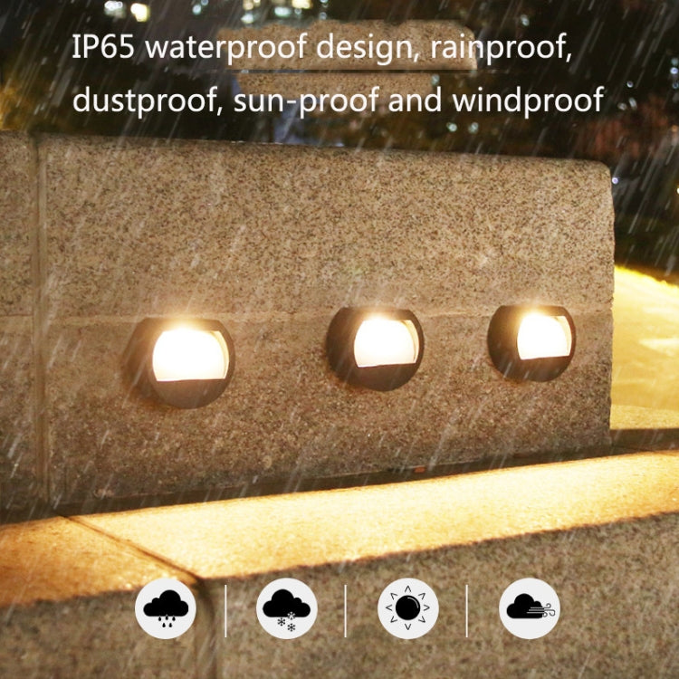 Solar Outdoor Waterproof LED Round Wall Lamp Stair Light, White Light, Warm Light