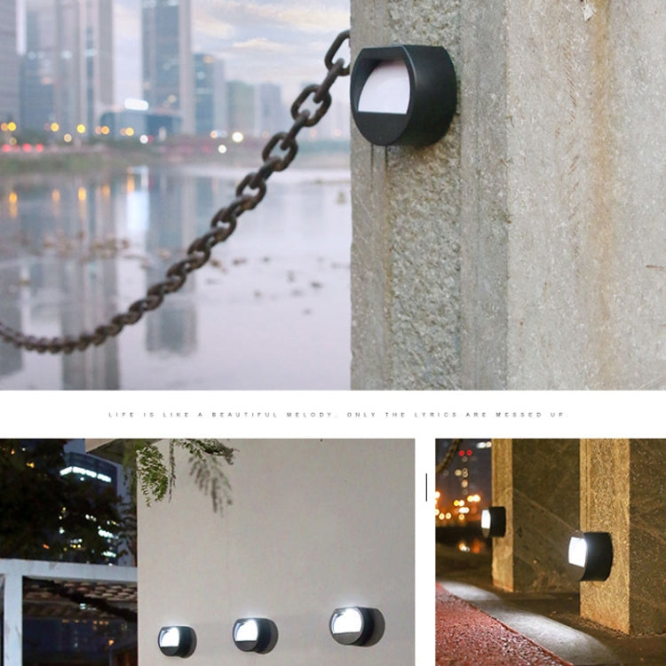 Solar Outdoor Waterproof LED Round Wall Lamp Stair Light, White Light, Warm Light