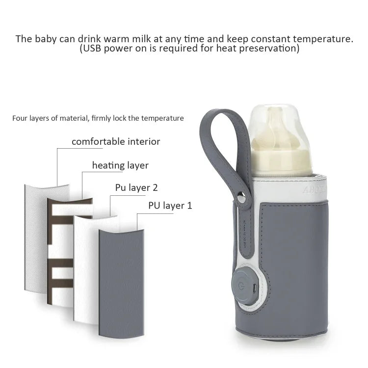 027 Leather Insulated Baby Bottle Cover Heating Bottle Bag, Free Size