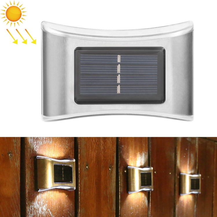 6 LED Solar Outdoor Garden Stainless Steel Wall Lamp, White Light, Warm Light, Color Light