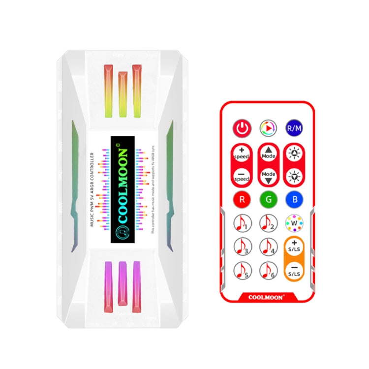 مروحة تبريد PWM 5V ARGB مع جهاز تحكم عن بعد لحافظة الكمبيوتر COOLMOON CM-MPAC، الأنماط: 4 في 1 (أبيض)، 4 في 1 (أسود)، جهاز تحكم 3 في 1 (أبيض)، جهاز تحكم 3 في 1 (أسود)