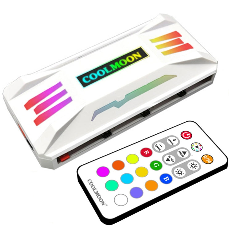 مروحة تبريد PWM 5V ARGB مع جهاز تحكم عن بعد لحافظة الكمبيوتر COOLMOON CM-MPAC، الأنماط: 4 في 1 (أبيض)، 4 في 1 (أسود)، جهاز تحكم 3 في 1 (أبيض)، جهاز تحكم 3 في 1 (أسود)