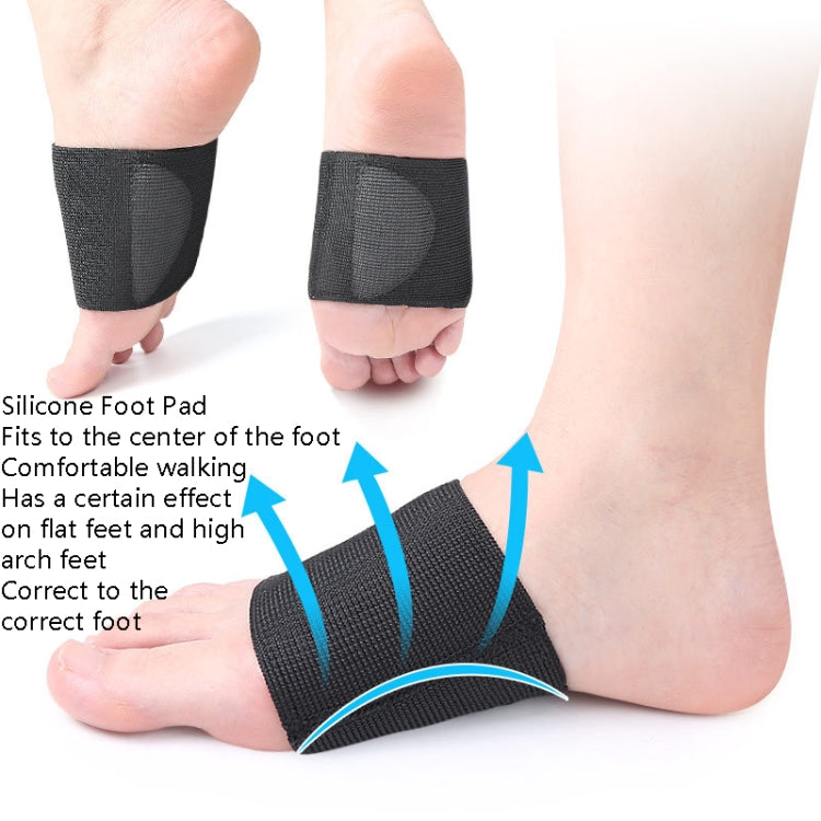 Flat Foot Bow Support Half Pad Elastic Bandage Foot Pad, Black S, Black M, Black L