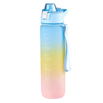 1000ml Large Capacity Gradient ColorsPlastic Sports Water Cup, Cherry Pink, Sky Blue, Silver Gray