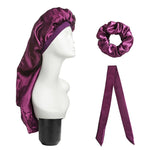 3 PCS/Set Hair Care Long Cap + Turban + Hair Ring, Red, Blue, Purple, Black, White, Orange, Rose Red, Silver, Champagne, Lake Blue