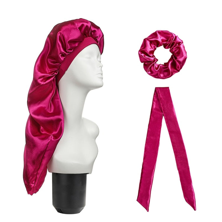 3 PCS/Set Hair Care Long Cap + Turban + Hair Ring, Red, Blue, Purple, Black, White, Orange, Rose Red, Silver, Champagne, Lake Blue