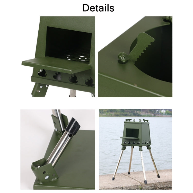 Outdoor Camping Folding Portable Barbecue Wood Stove, Size:, Small (Green), Small (Black), Small (Stainless Steel), Large (Green), Large (Black), Large (Stainless Steel)
