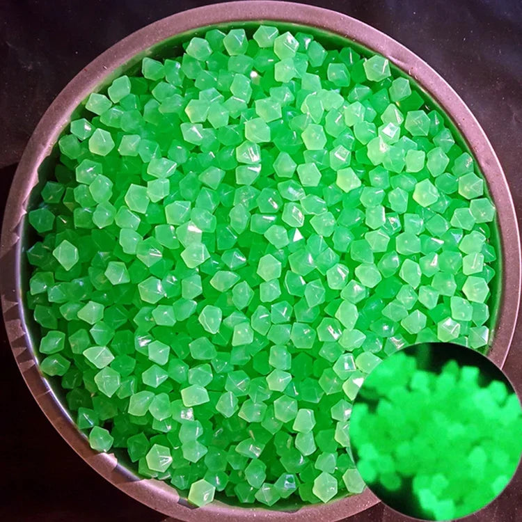 Garden Aquarium Landscape Resin Luminous Rhombus Stone, Mixed Color, Blue, Cyan, Green, White, Purple, Yellow, Red