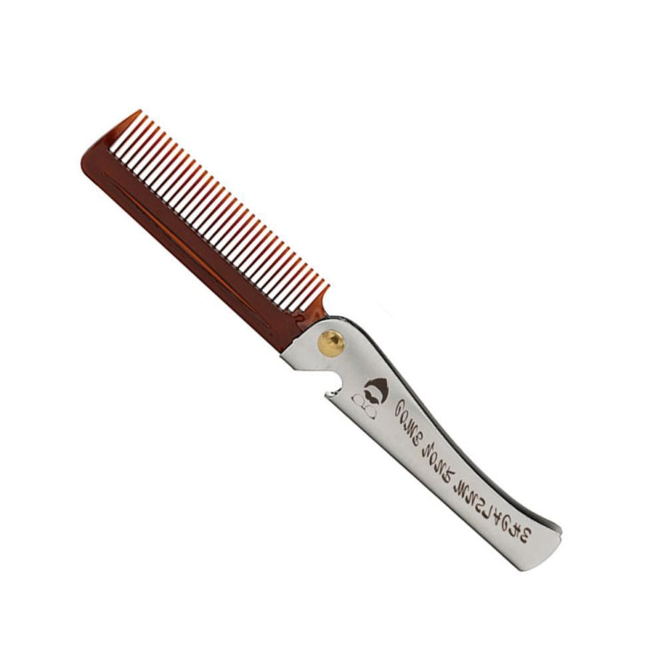 Folding Oil Head Comb Beard Styling Comb, Plating Gray, Amber