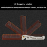Folding Oil Head Comb Beard Styling Comb, Plating Gray, Amber