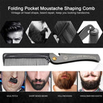 Folding Oil Head Comb Beard Styling Comb, Plating Gray, Amber