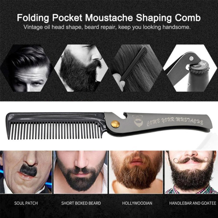 Folding Oil Head Comb Beard Styling Comb, Plating Gray, Amber