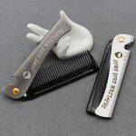 Folding Oil Head Comb Beard Styling Comb, Plating Gray, Amber
