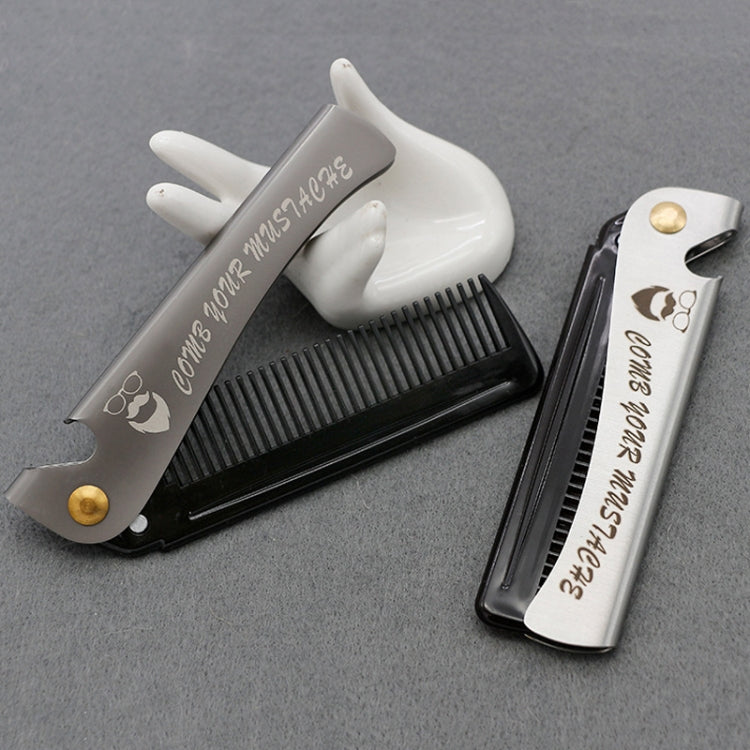 Folding Oil Head Comb Beard Styling Comb, Plating Gray, Amber