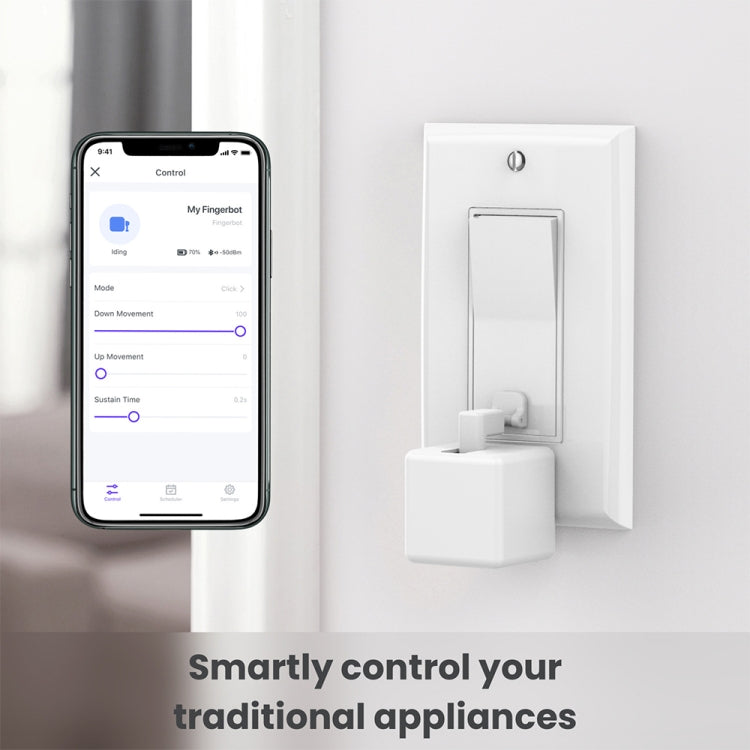 أزرار تحكم متعددة الأغراض ذكية بلوتوث Fingerbot-01، أبيض، أسود