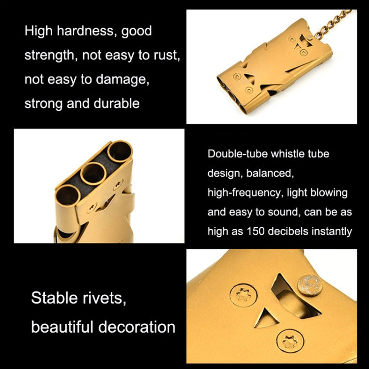 Outdoor High Decibel Stainless Steel Three-Tube Survival Rescue Whistle, Silver, Grey, Black, Colorful, Gold