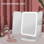 430 Three-Sided Folding LED Makeup Mirror Table Lamp, Plug-in Style, Charging Style, Three-color Light Charging Style
