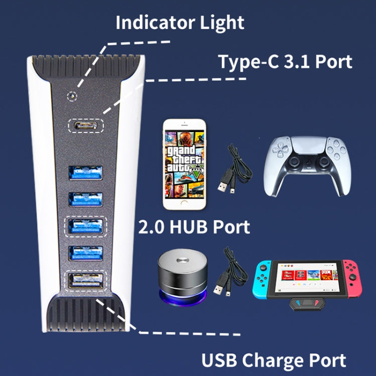 5 in 1 USB HUB For PS5 Console, For PS5   5 in 1