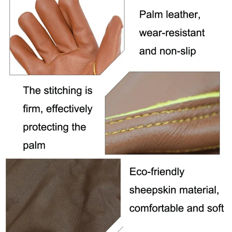 1 Pair Floral Garden Cut-Resistant Leather Gloves, Size:, S, M, L, XL