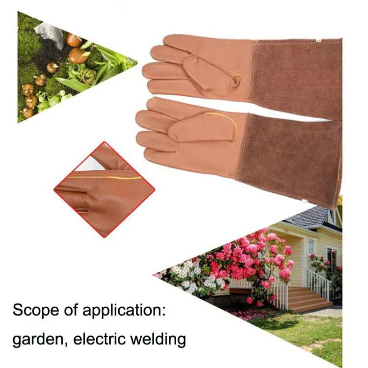 1 Pair Floral Garden Cut-Resistant Leather Gloves, Size:, S, M, L, XL