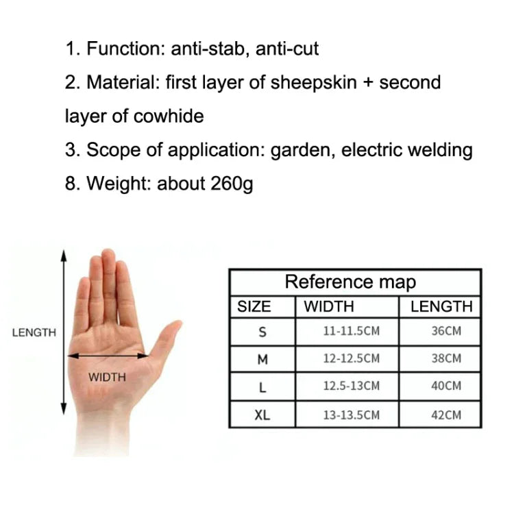 1 Pair Floral Garden Cut-Resistant Leather Gloves, Size:, S, M, L, XL