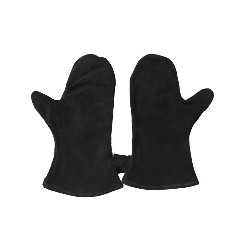 1 Pair Outdoor BBQ Genuine Leather Heat Insulation Gloves, KX139