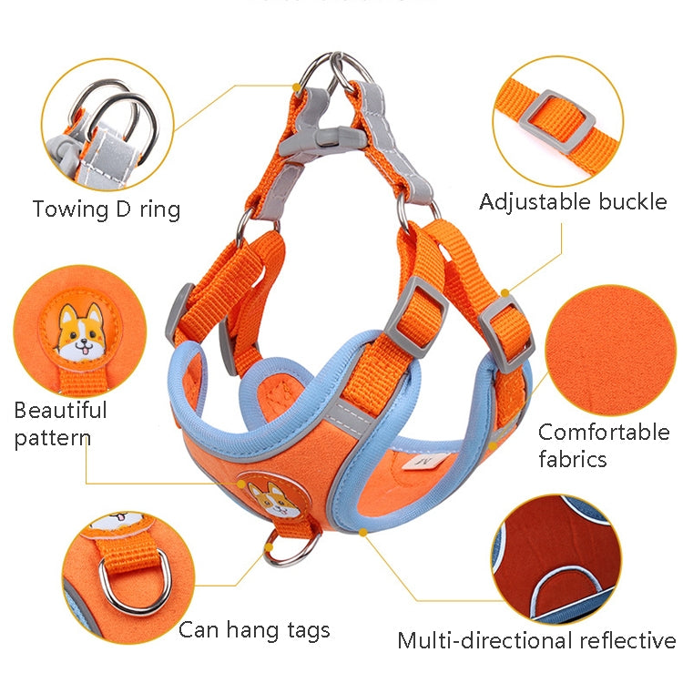 BL-867 Pet Chest Straps Reflective Dog Traction Rope, Size:, S, M, L, XL