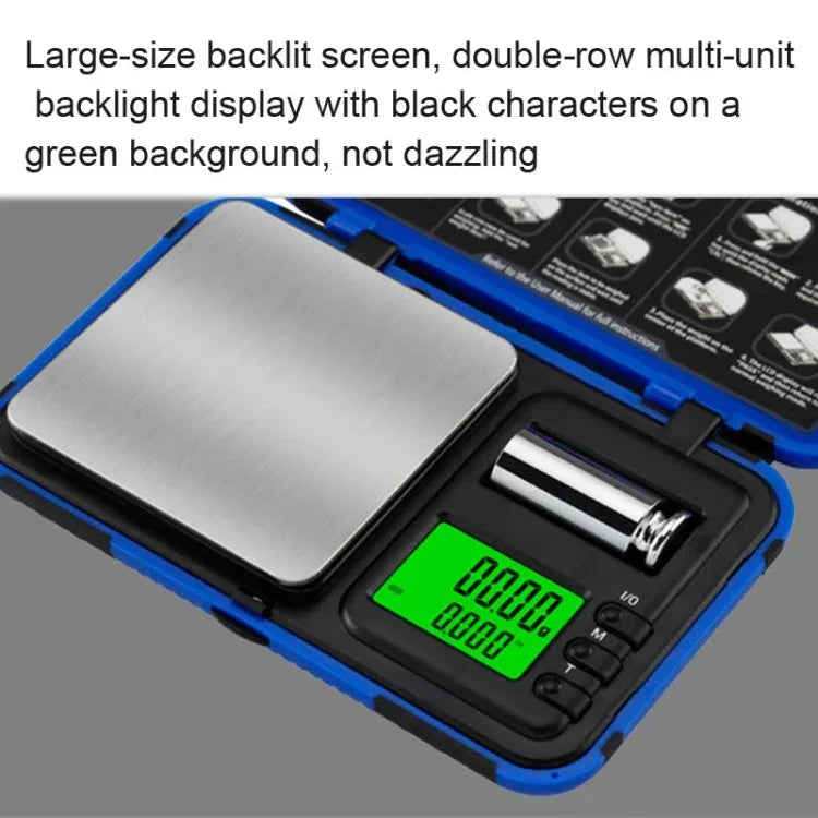 Two-color Portable Pocket Scale with Weight Baking, 200g / 0.01g, 50g / 0.001g
