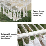 200x150cm Double Outdoor Camping Tassel Canvas Hammock with Stick, Colorful Stripes, Pink Stripes, White